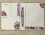 Sticky Notes Folder with Pen / Lilac Roses
